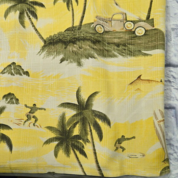 Bill Blass Silk Hawaiian Short Sleeve Button Shirt Vacation Surf Yellow sz Large - Picture 13 of 15